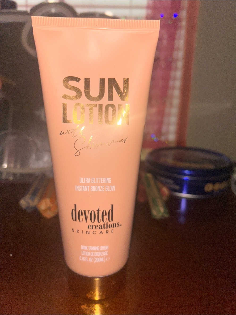 Devoted Creations Sun Lotion with Shimmer - Peach Pink